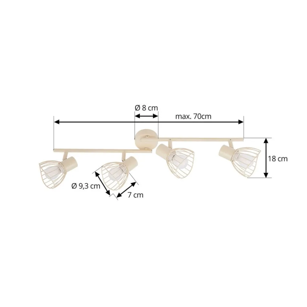 Loftlamper|Loftlamper ^ Lindby loftlampe Piena, beige, 4 lyskilder, metal, 70 cm