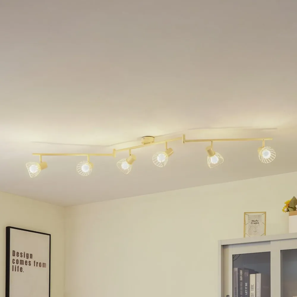 Loftlamper|Loftlamper ^ Lindby loftlampe Piena, beige, 6 lyskilder, metal, 150 cm