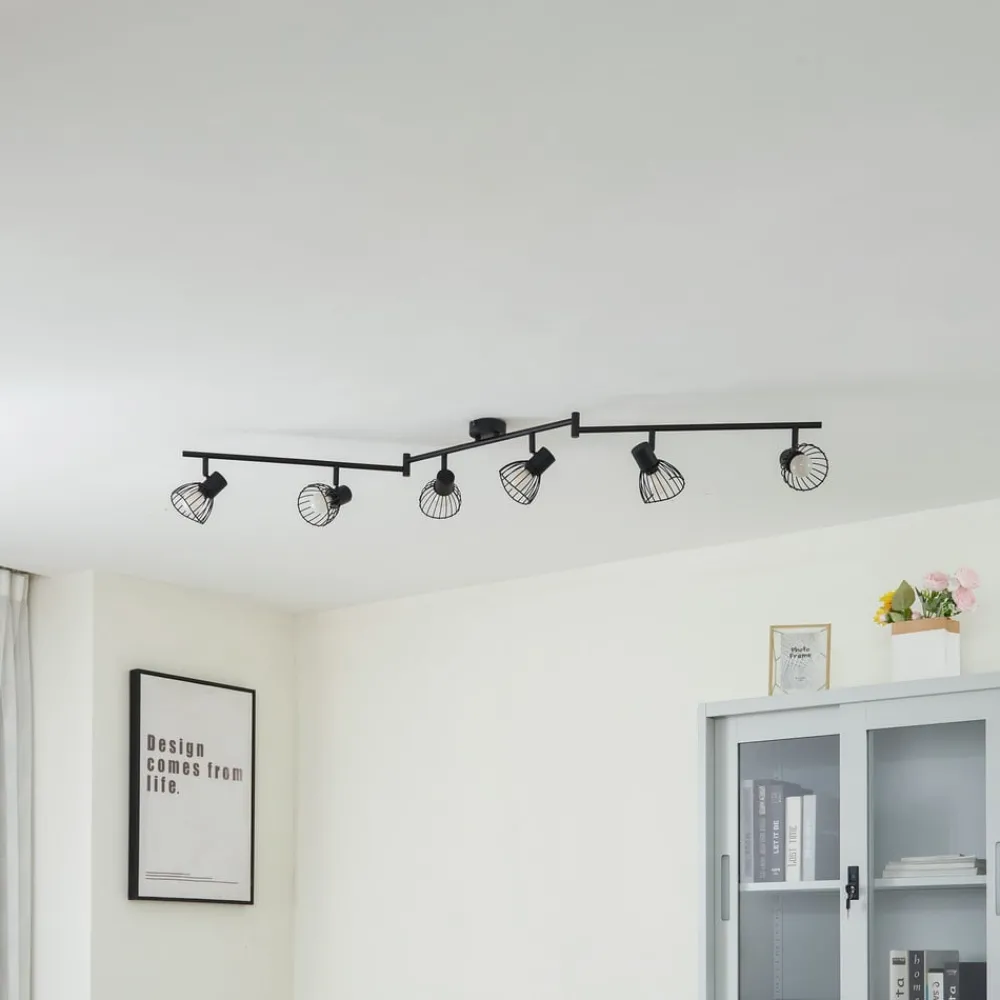 Lindby Gang|Loftlamper > loftlampe Piena, sort, 6 lyskilder, metal, 150 cm