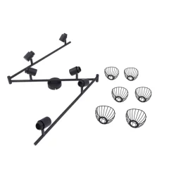 Lindby Gang|Loftlamper > loftlampe Piena, sort, 6 lyskilder, metal, 150 cm