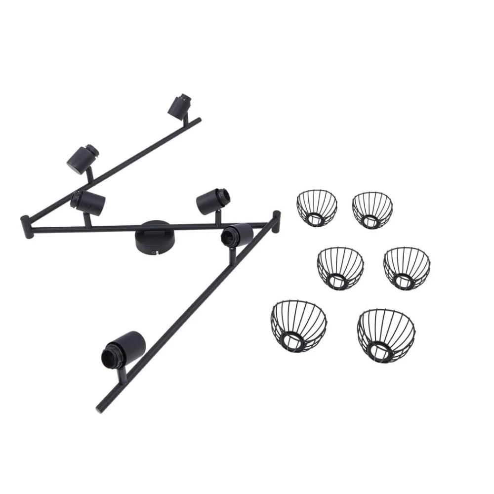 Lindby Gang|Loftlamper > loftlampe Piena, sort, 6 lyskilder, metal, 150 cm