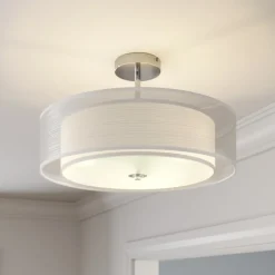 Lindby Gang|Loftlamper > loftlampe Pikka, hvid, tekstil, Ø 50 cm, E27
