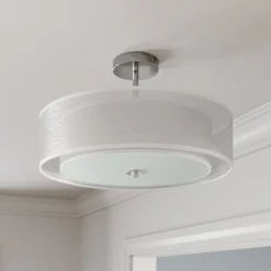 Lindby Gang|Loftlamper > loftlampe Pikka, hvid, tekstil, Ø 50 cm, E27