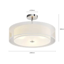 Lindby Gang|Loftlamper > loftlampe Pikka, hvid, tekstil, Ø 50 cm, E27