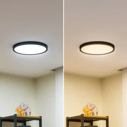 Gang|Loftlamper ^ Lindby loftlampe Pravin, Ø 30 cm, CCT, sort