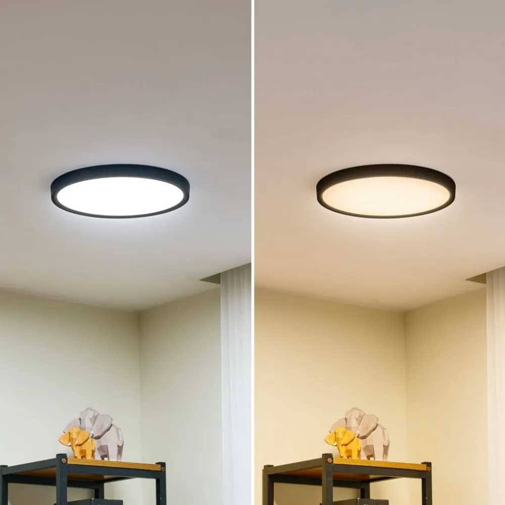 Gang|Loftlamper ^ Lindby loftlampe Pravin, Ø 30 cm, CCT, sort