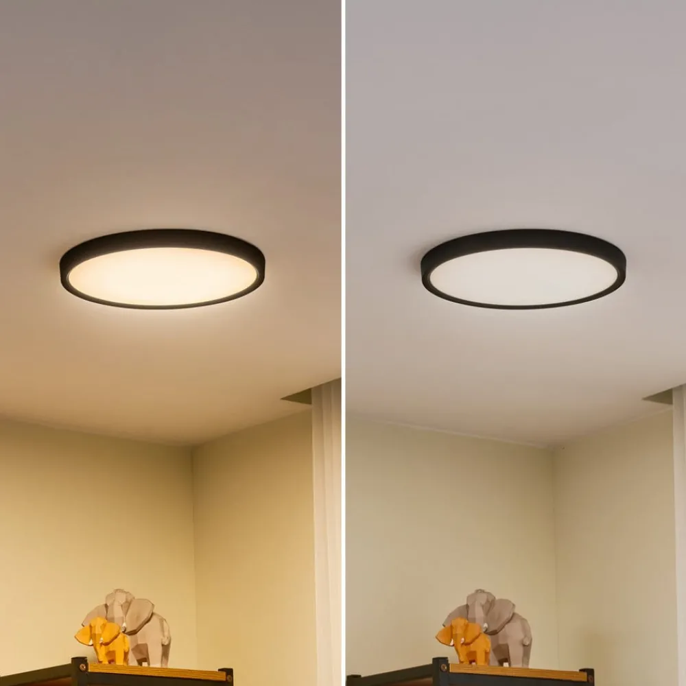 Lindby Gang|Loftlamper > loftlampe Pravin, Ø 30 cm, dæmpbar, sort