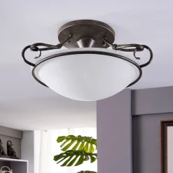 Lindby Loftlamper|Loftlamper > loftlampe Rando, sølv antik, glas, Ø 50 cm, E27