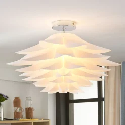 Loftlamper|Pendellamper ^ Lindby loftlampe Rimon, hvid, plast, Ø 50 cm, E27