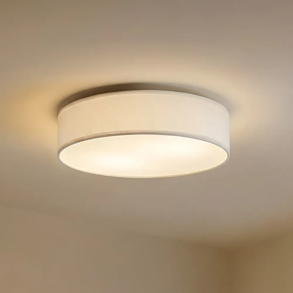 Lindby Gang|Loftlamper > loftlampe Sebatin, Ø 50 cm, hvid, stof, E27