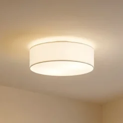 Lindby Gang|Loftlamper > loftlampe Sebatin, Ø 40 cm, hvid, stof, E27