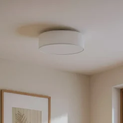 Lindby Gang|Loftlamper > loftlampe Sebatin, Ø 40 cm, hvid, stof, E27