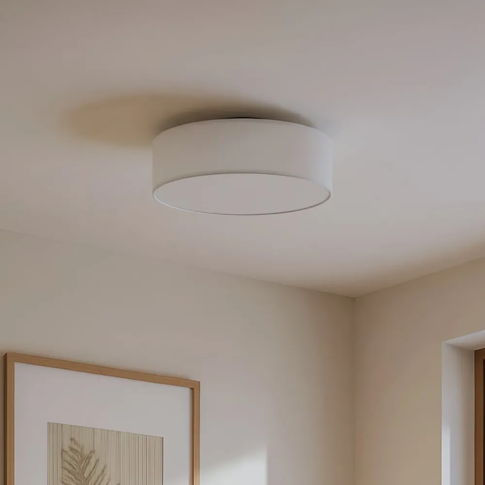 Lindby Gang|Loftlamper > loftlampe Sebatin, Ø 40 cm, hvid, stof, E27