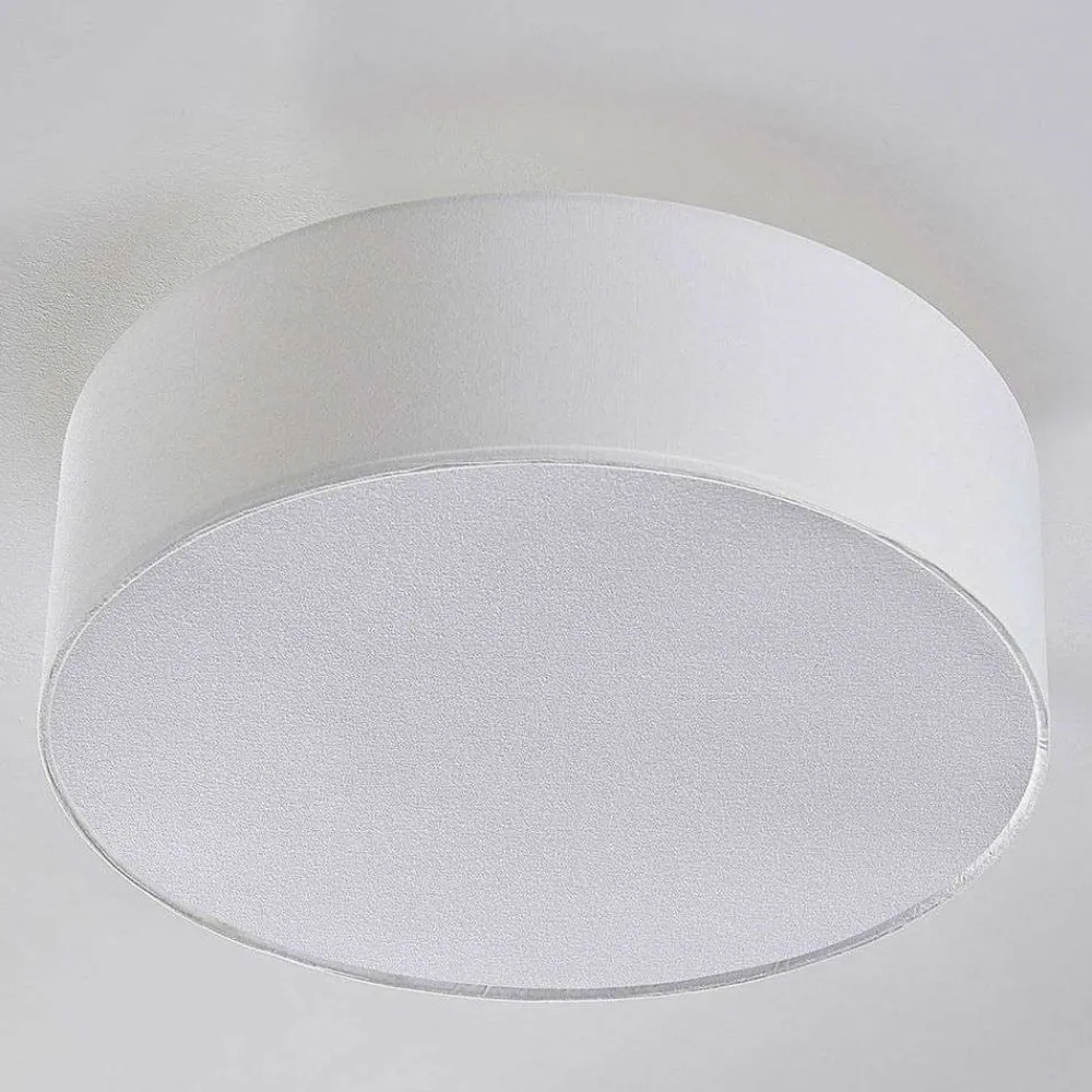 Lindby Gang|Loftlamper > loftlampe Sebatin, Ø 40 cm, hvid, stof, E27
