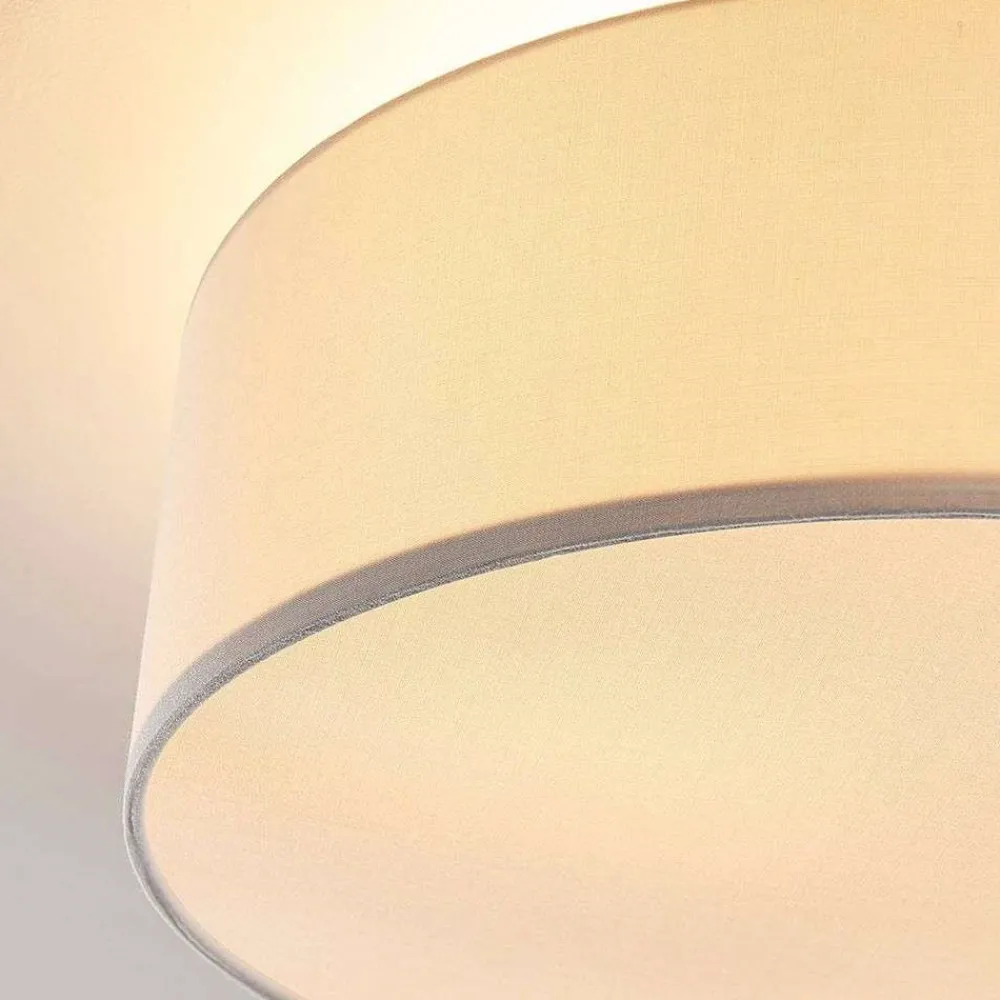 Lindby Gang|Loftlamper > loftlampe Sebatin, Ø 40 cm, hvid, stof, E27