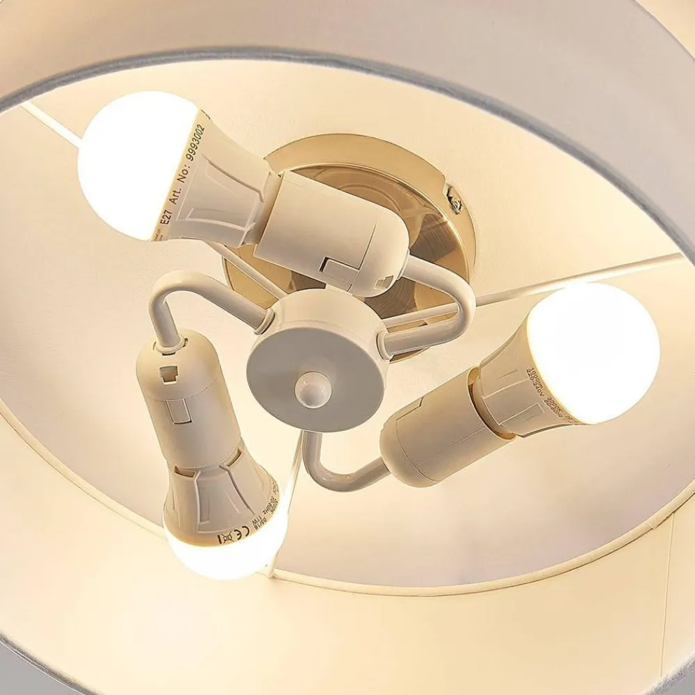 Lindby Gang|Loftlamper > loftlampe Sebatin, Ø 40 cm, hvid, stof, E27