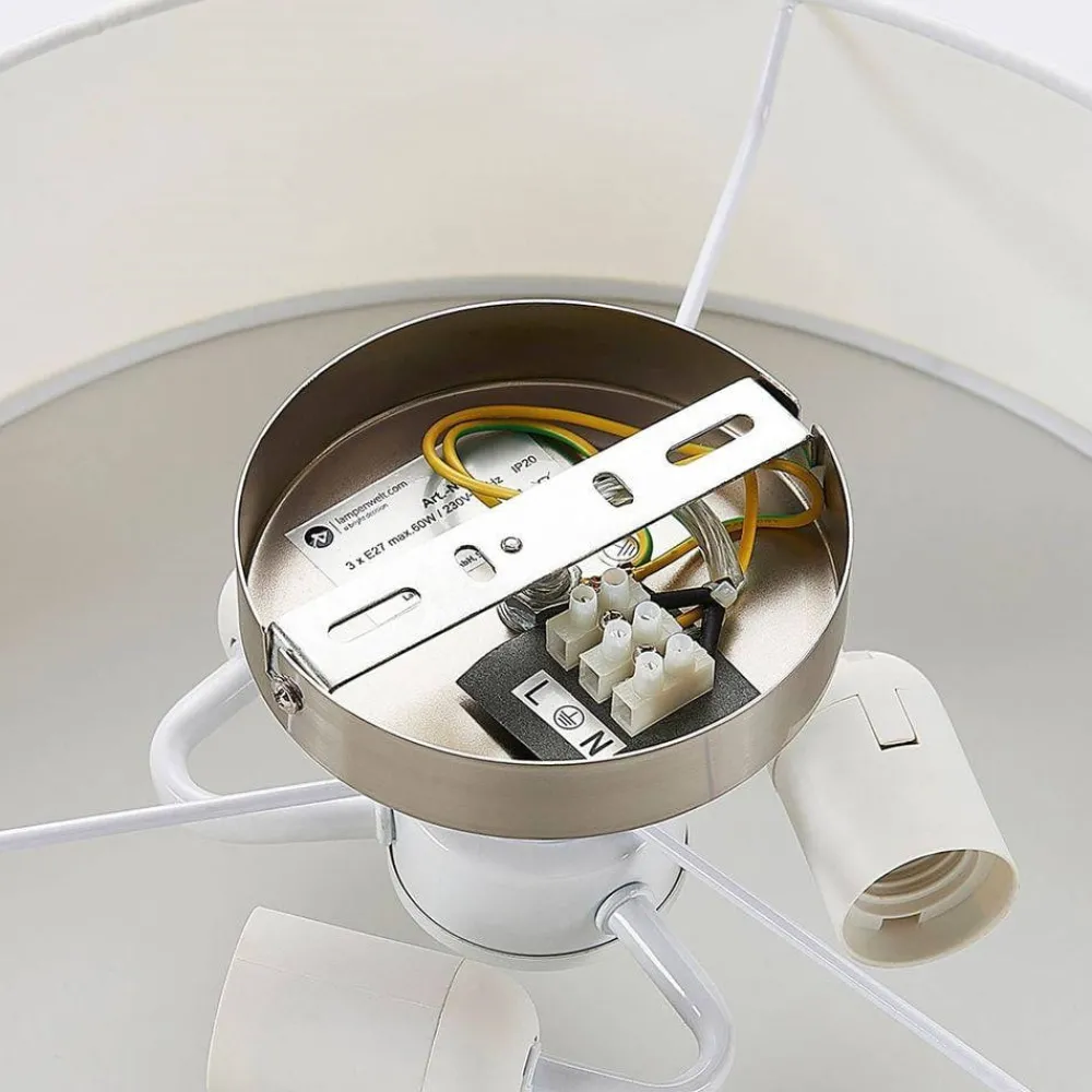 Lindby Gang|Loftlamper > loftlampe Sebatin, Ø 40 cm, hvid, stof, E27