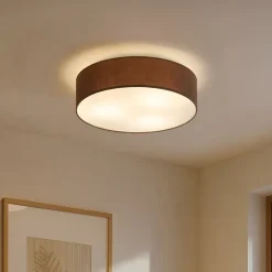 Lindby Gang|Loftlamper > loftlampe Sebatin, Ø 50 cm, lysebrun, stof, E27