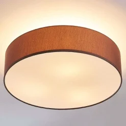 Lindby Gang|Loftlamper > loftlampe Sebatin, Ø 50 cm, lysebrun, stof, E27