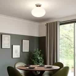 Lindby Loftlamper|Loftlamper > loftlampe Sonika, Ø 40 cm, nikkelfarvet, glas, E27