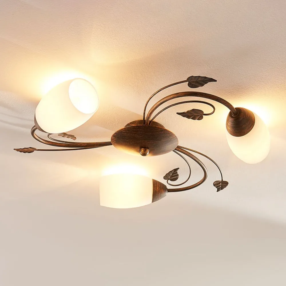 Lindby Loftlamper|Pendellamper > loftlampe Stefania, 3 lyskilder, Ø 46 cm, sort/guld