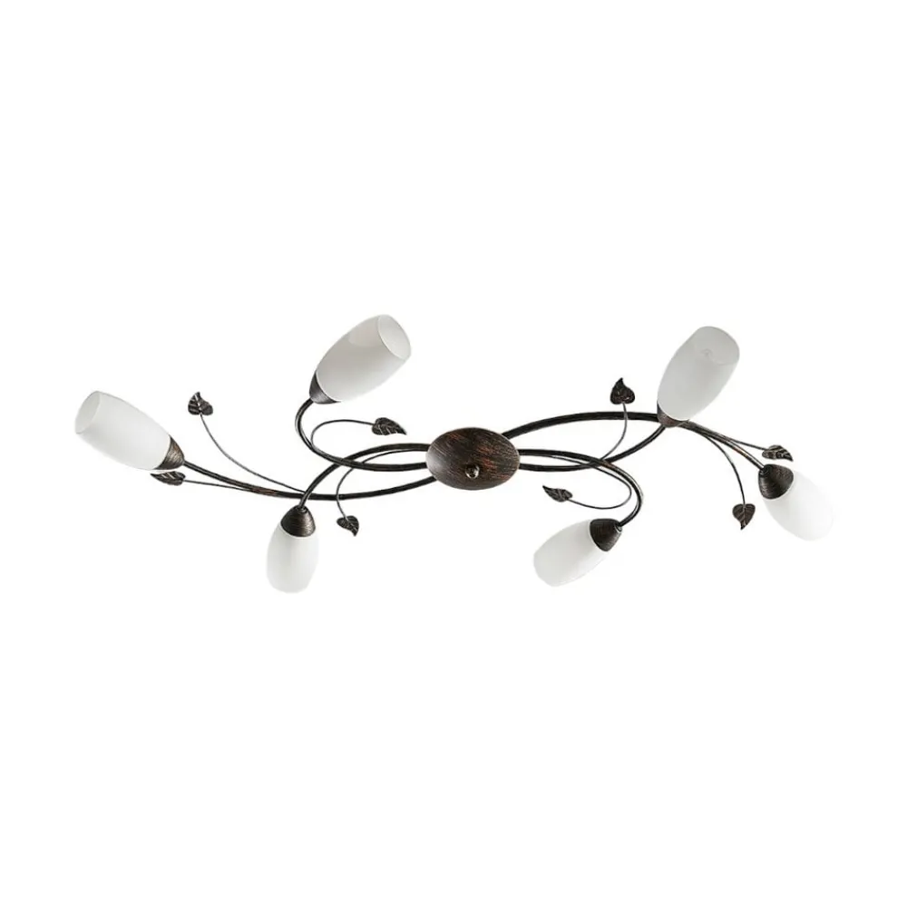 Lindby Loftlamper|Loftlamper > loftlampe Stefania, 6 lyskilder, sort/guld, 68 cm