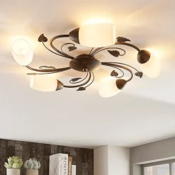 Lindby Gang|Loftlamper > loftlampe Stefania, 5 lyskilder, sort/guld, Ø58cm