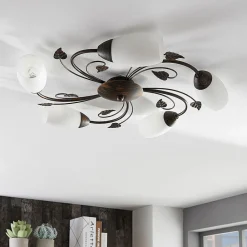 Lindby Gang|Loftlamper > loftlampe Stefania, 5 lyskilder, sort/guld, Ø58cm