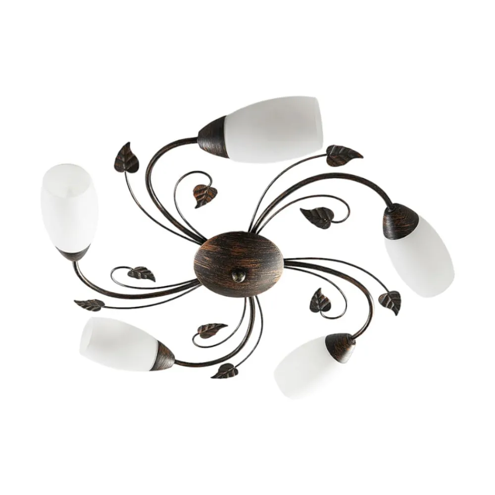 Lindby Gang|Loftlamper > loftlampe Stefania, 5 lyskilder, sort/guld, Ø58cm