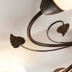 Lindby Gang|Loftlamper > loftlampe Stefania, 5 lyskilder, sort/guld, Ø58cm