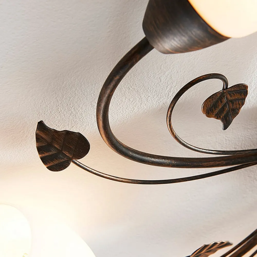 Lindby Gang|Loftlamper > loftlampe Stefania, 5 lyskilder, sort/guld, Ø58cm