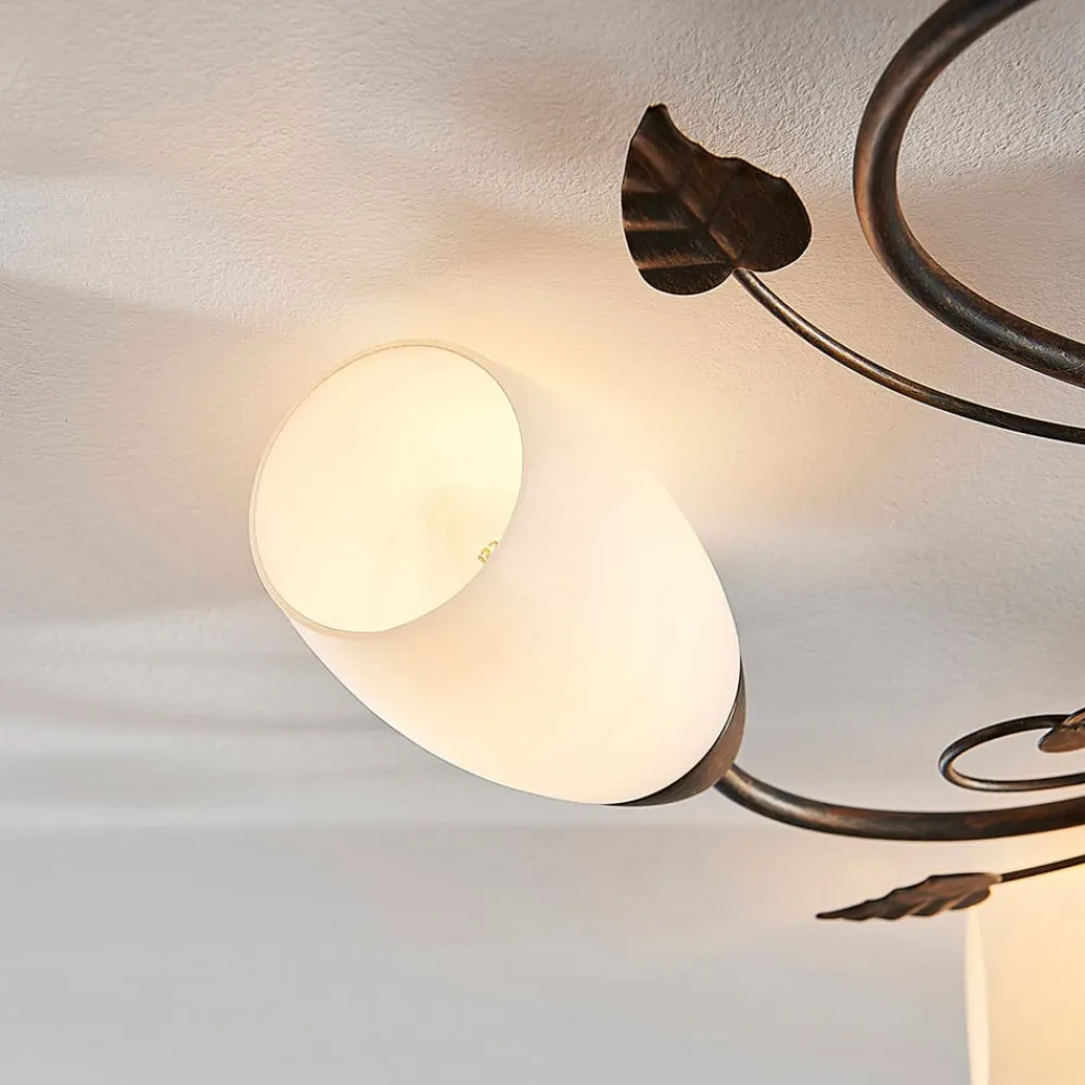 Lindby Gang|Loftlamper > loftlampe Stefania, 5 lyskilder, sort/guld, Ø58cm