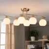 Lindby Gang|Loftlamper > loftlampe Svean, 6 lyskilder, hvid, glas, længde 75 cm