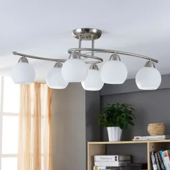 Lindby Gang|Loftlamper > loftlampe Svean, 6 lyskilder, hvid, glas, længde 75 cm