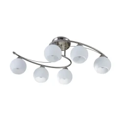 Lindby Gang|Loftlamper > loftlampe Svean, 6 lyskilder, hvid, glas, længde 75 cm