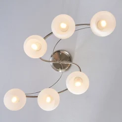 Lindby Gang|Loftlamper > loftlampe Svean, 6 lyskilder, hvid, glas, længde 75 cm