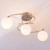 Gang|Loftlamper ^ Lindby loftlampe Svean, 3 lyskilder, nikkel/hvid, glas, længde 60 cm