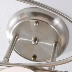 Gang|Loftlamper ^ Lindby loftlampe Svean, 3 lyskilder, nikkel/hvid, glas, længde 60 cm