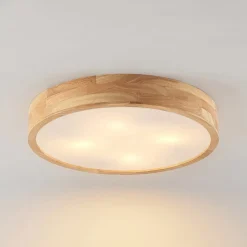 Lindby Gang|Loftlamper > loftlampe Tanju, Ø 50 cm, 4 lyskilder, egetræ, E27