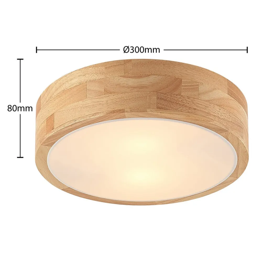 Lindby Gang|Loftlamper > loftlampe Tanju, Ø 30 cm, 2 lyskilder, egetræ, E27