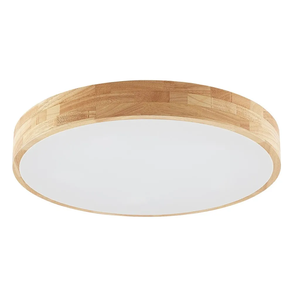 Gang|Loftlamper ^ Lindby loftlampe Tanju, Ø 60 cm, 5 lyskilder, egetræ, E27