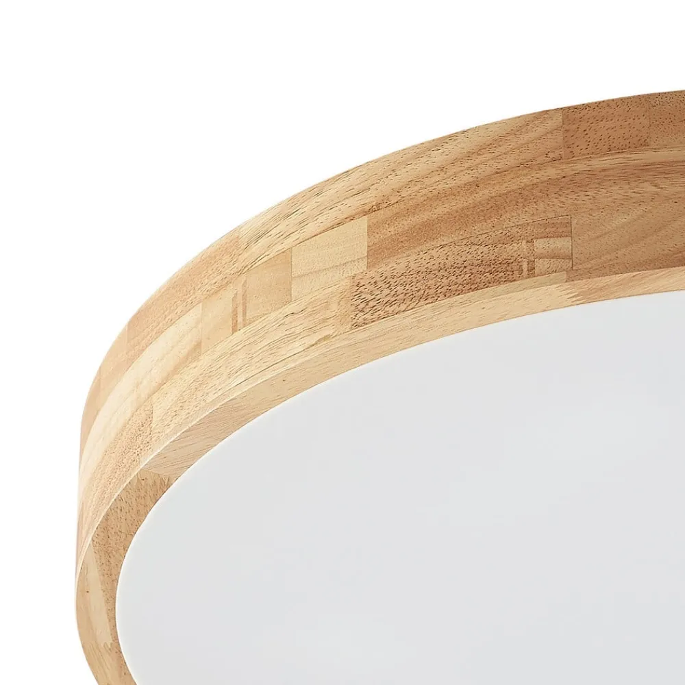 Gang|Loftlamper ^ Lindby loftlampe Tanju, Ø 60 cm, 5 lyskilder, egetræ, E27