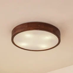 Lindby Gang|Loftlamper > loftlampe Tanju, Ø 50 cm, valnøddetræ, 4 lyskilder, E27