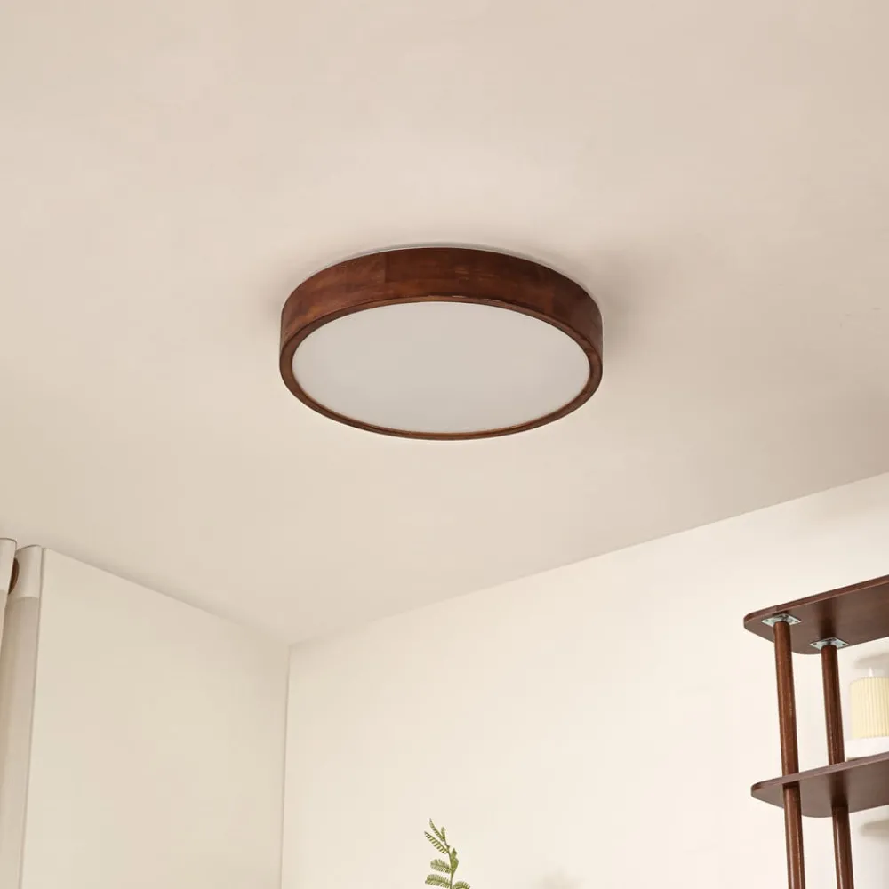 Lindby Gang|Loftlamper > loftlampe Tanju, Ø 50 cm, valnøddetræ, 4 lyskilder, E27