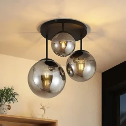 Lindby Gang|Loftlamper > loftlampe Teeja, smoke, 3 lyskilder, Ø47cm, glas, E27