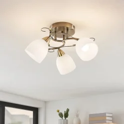 Lindby Gang|Loftlamper > loftlampe Thaddeus, Ø 44 cm, antik messing, glas