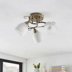 Lindby Gang|Loftlamper > loftlampe Thaddeus, Ø 44 cm, antik messing, glas