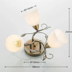Lindby Gang|Loftlamper > loftlampe Thaddeus, Ø 44 cm, antik messing, glas