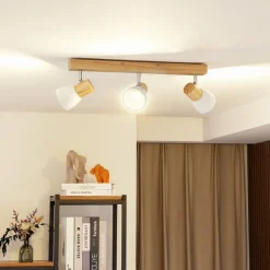 Lindby Gang|Loftlamper > loftlampe Thorin, 47 cm, 3 lyskilder, hvid, træ, E14