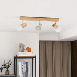 Lindby Gang|Loftlamper > loftlampe Thorin, 47 cm, 3 lyskilder, hvid, træ, E14